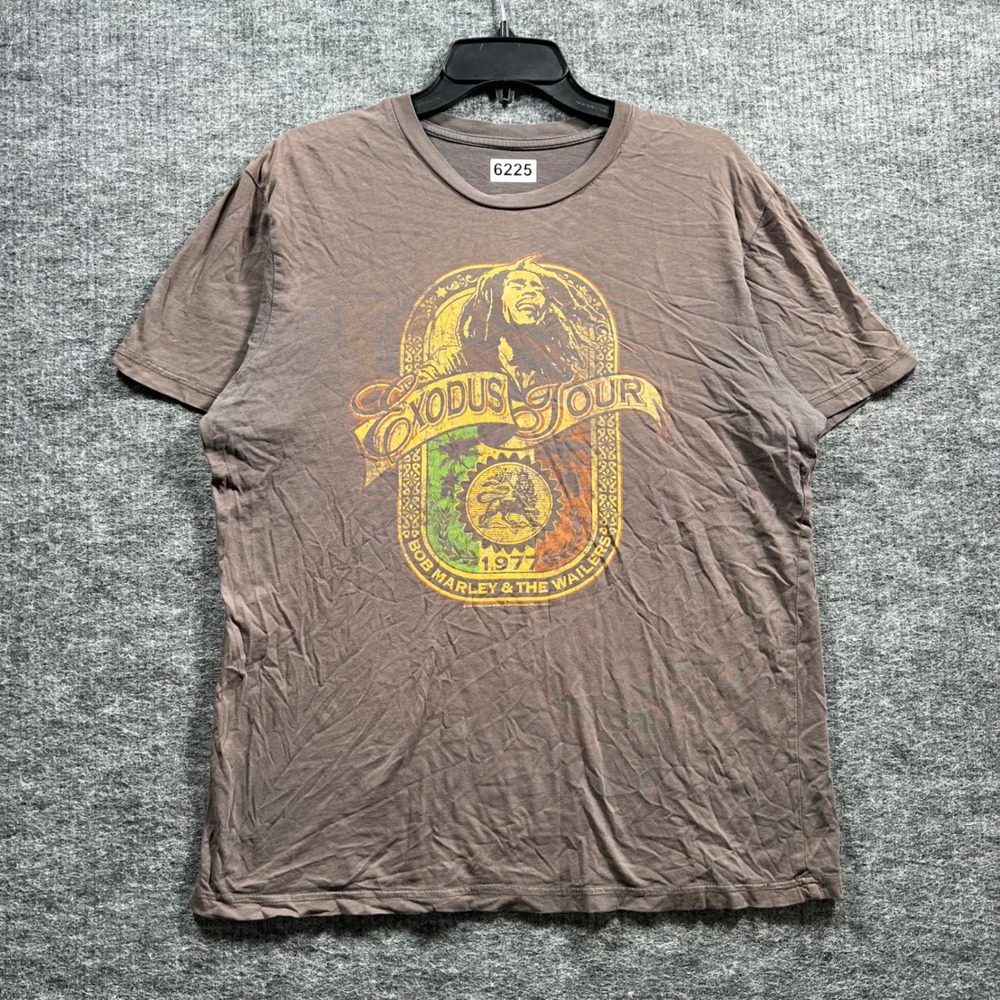 Bob Marley The Wailers Exodus Tour 1977 Graphic T-Shirt Brown Mens Large 6225